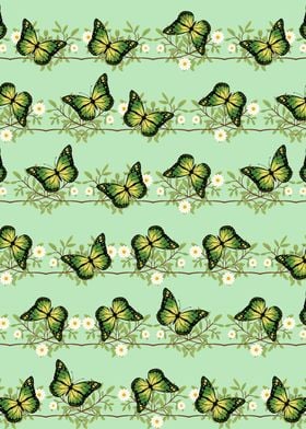 Green butterflies pattern