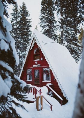 Red Snowy Cabin Utah