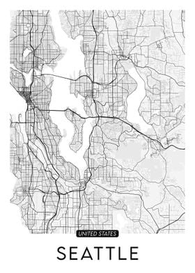 Seattle City White Map