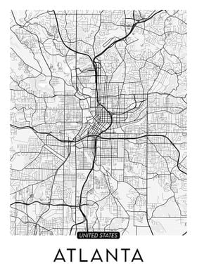 Atlanta City White Map