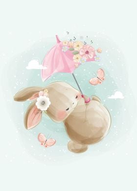 Cute Bunny and Umbrella