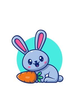 Cute Rabbit With Carrot