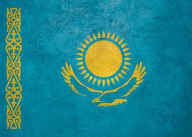 Flag of Kazakhstan on wall