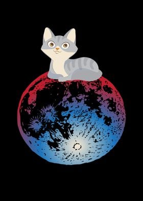 Moon Full Moon Cat 