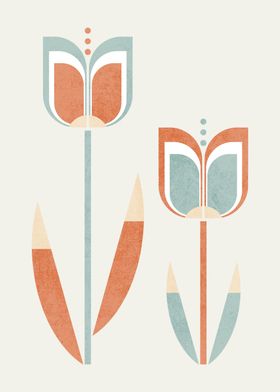 Retro Modern Tulip Flowers