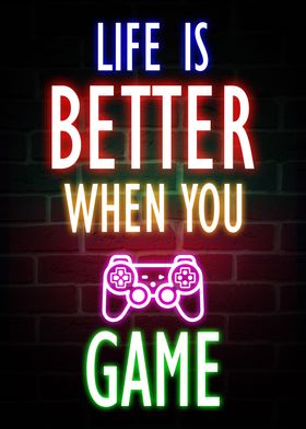 Gaming Neon Quote