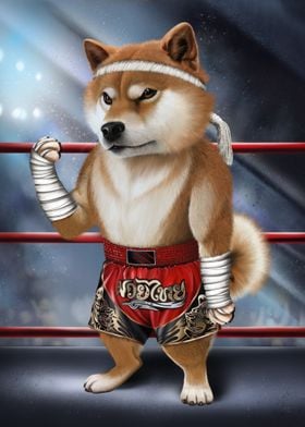 Shiba Dog Thai Boxing