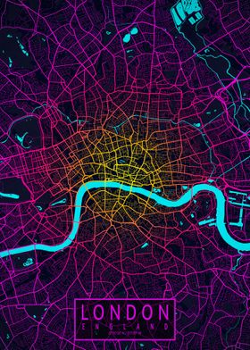 London City Map Neon
