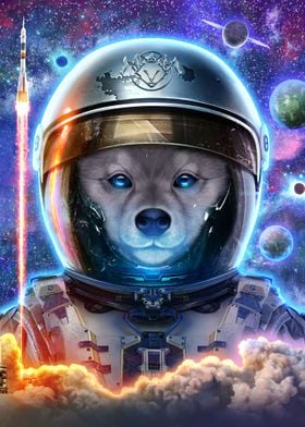 Akita Dog Astronaut Space