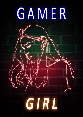 Gamer Girl Neon Minimalist