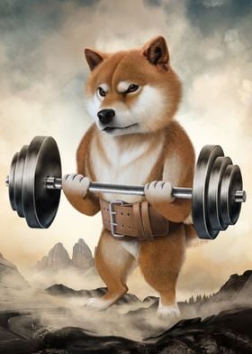 Shiba Dog Weightlifting