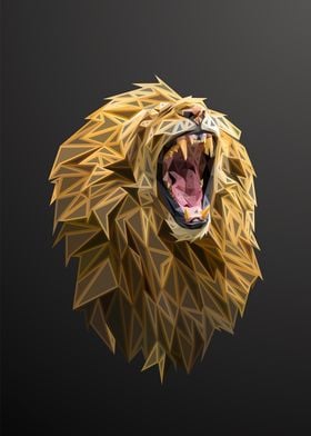 Lion Engraved Low Poly