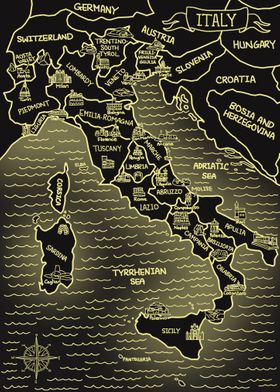 Glowing Map of Italy