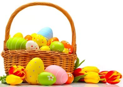 A basket with Easter eggs