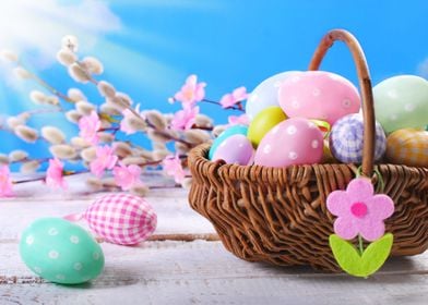 A basket with Easter eggs