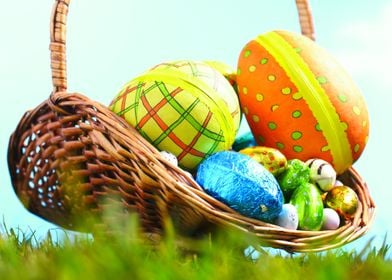 A basket with Easter eggs