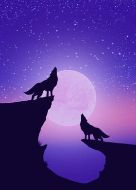  moon wolves howling scene