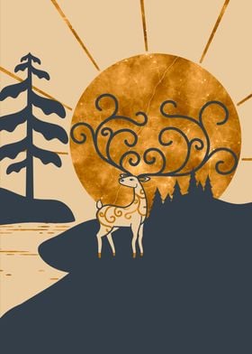 Majestic Stag Golden Sun