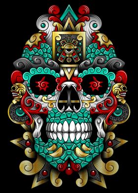 mexican skull stone aztec