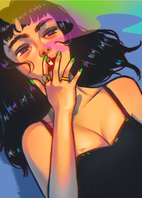 Girl smoking a rainbow