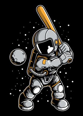 ASTRONAUT PLAYING BASEBALL