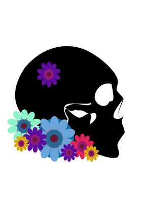 Black skull icon side view