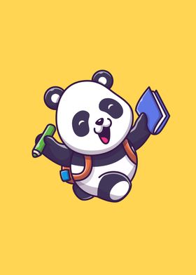 Cute Panda Holding Book