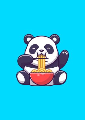 Cute Panda Eating Noodle