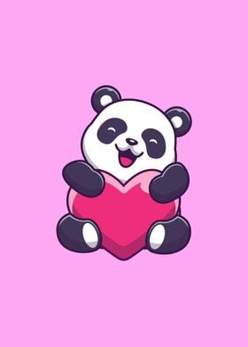 Cute Panda Holding Love