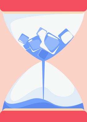 Hourglass with melting ice