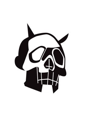 Black and white skull icon