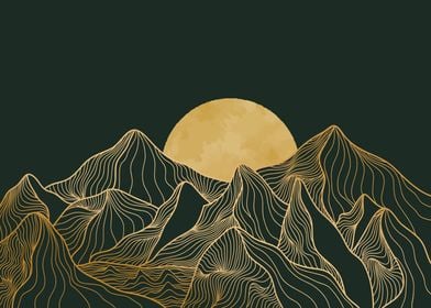 ABSTRACT MOUNTAIN LINE ART