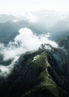 Mountain with clouds