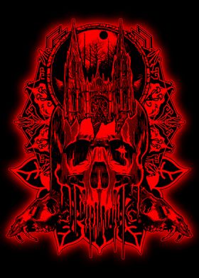 Skull Red Art Illustration