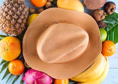 Hat and many fruits