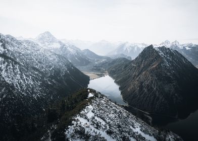 Snowy mountain view