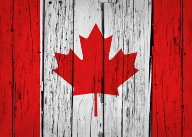 Wooden Texture Canada Flag