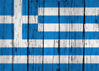 Wooden Texture Greece Flag