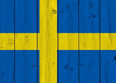 Wooden Texture Sweden Flag