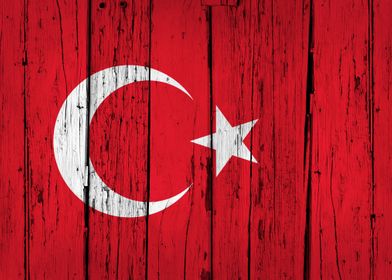 Wooden Texture Turkey Flag