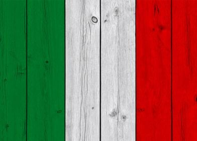 Wooden Texture Italy Flag