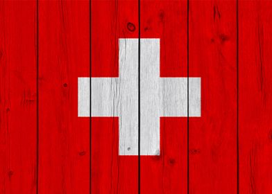 Wooden Texture Swiss Flag