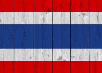 Wooden Texture Thai Flag