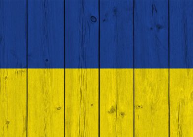 Wood Texture Ukraine Flag