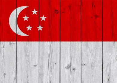 Wooden Singapore Flag