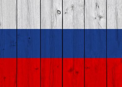 Wooden Texture Russia Flag