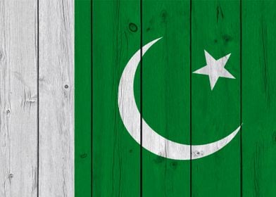 Wood Texture Pakistan Flag