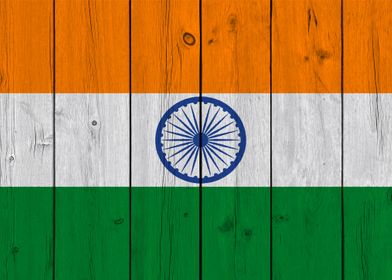 Wooden Texture India Flag