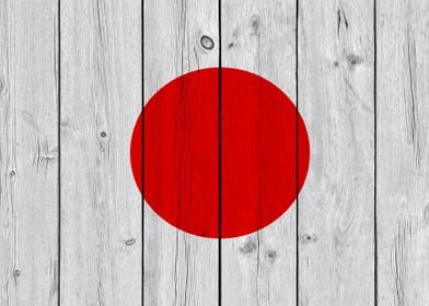 Wooden Texture Japan Flag