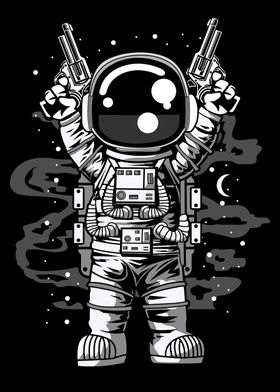 ASTRONAUT PLAYING GUN